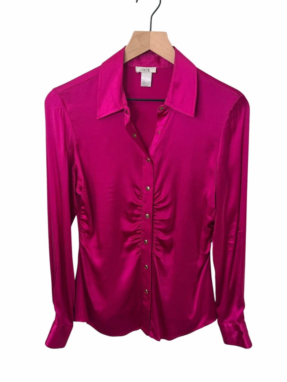 Vintage Y2K Cache Silk Blouse Fuscia Size Small